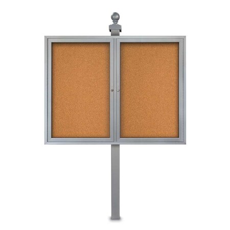 United Visual Products Corkboard, Fabric, Wht/Ult, 2 Door, 48 x 48" UV3055-WHITE-ULTMAR
